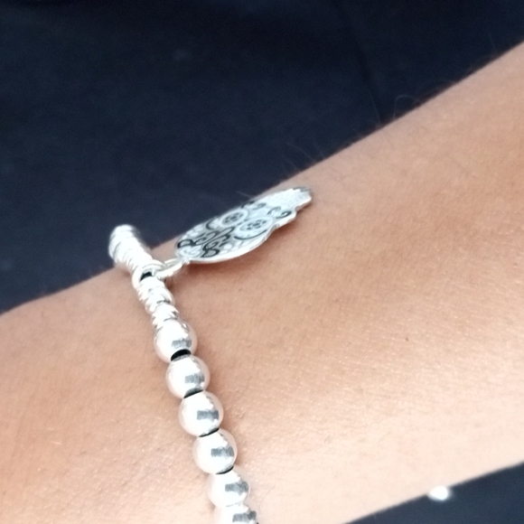 Sterling silver Halloween!Sugar skull Handmade Cloisonne Enamel bracelet - Picture 3 of 11